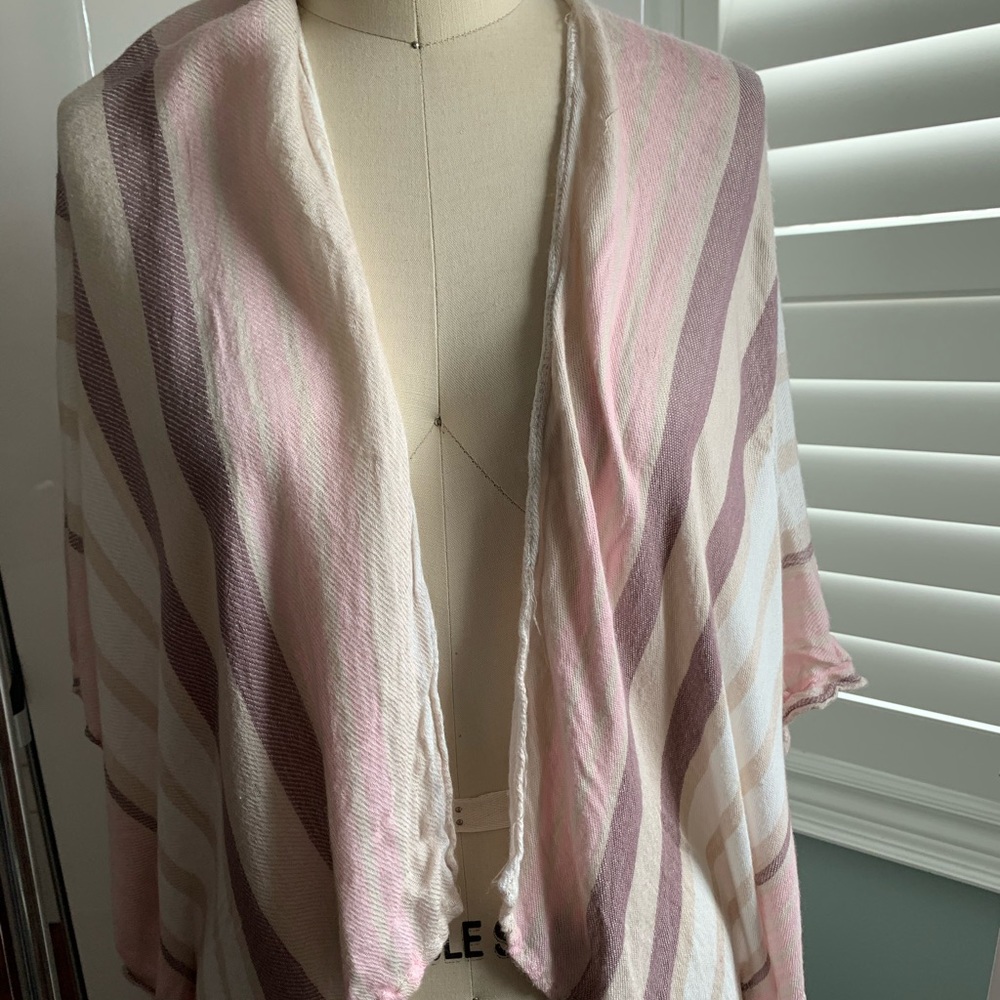 BCBGeneration Stripe Knit Cover Up Pink White Tan One Size